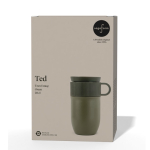 Taza térmica de acero inoxidable con pequeña asa 280ml color verde oliva segunda vista