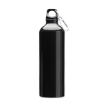 Botella de aluminio grande con mosquetón en tapón 800ml color negro segunda vista