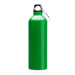 Botella de aluminio grande con mosquetón en tapón 800ml color verde primera vista de uso