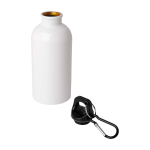 Botella de acero inoxidable reciclado con mosquetón 400ml color blanco segunda vista