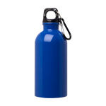 Botella de acero inoxidable reciclado con mosquetón 400ml color azul real segunda vista frontal