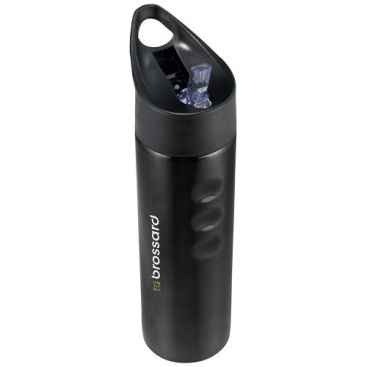 Botella metal con logotipo negro