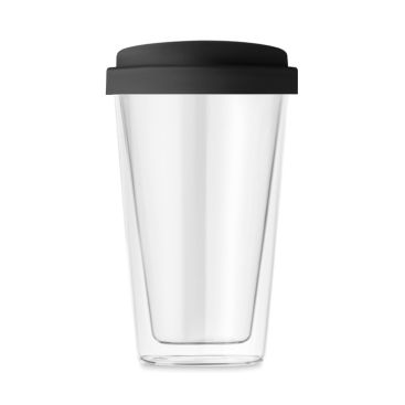 Vasos de viaje con tapa hechos de cristal color negro cuarta vista