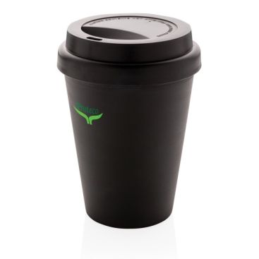Vasos con tapa personalizados reciclables color negro