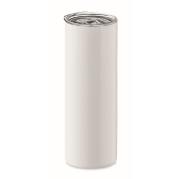 Vaso termo con tapa plástico y bebedor color blanco