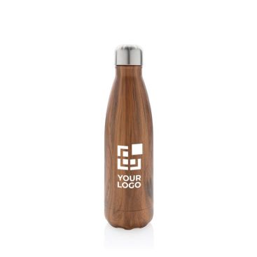 Botella de acero con estética de madera