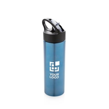 Botellas para deporte de acero con pajita vista de impresión