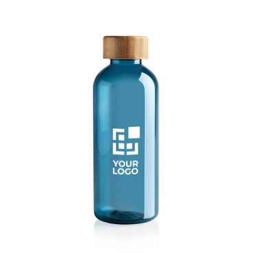 Botellas de agua RPET con tapa de bambú