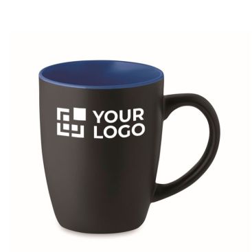 Taza de cerámica negra con interior de color
