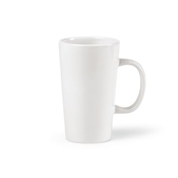 Taza de cerámica personalizada con forma alargada y asa grande 270ml