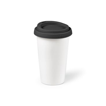 Tazas take away de cerámica blanca con tapa de colores 290ml