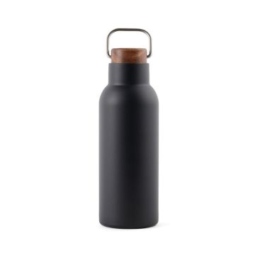 Botellas de acero reciclado con tapa de madera y asa 580ml