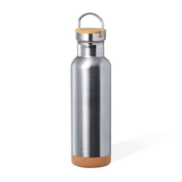 Botellas publicitarias de acero inoxidable con base de corcho 650ml