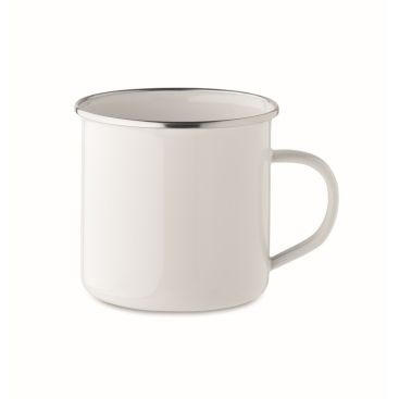 Tazas de estilo vintage blanca para sublimar con borde metálico 500ml