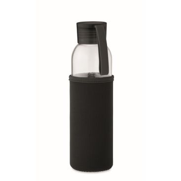 Botella de cristal con funda protectora y tapón con asa 500ml