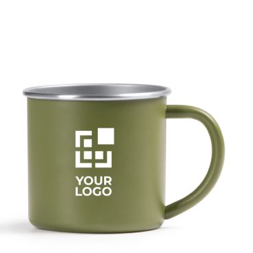 Tazas metálicas de colores con borde e interior plateado 350ml