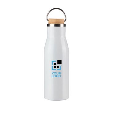 Botella eco con tapa de bambú y asa de acero inox reciclado 500ml
