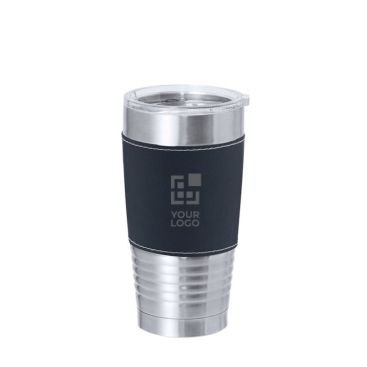 Vasos térmicos metalizados con banda de color 420ml