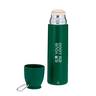 Termo de colores con taza hecho de acero inox reciclado 500ml