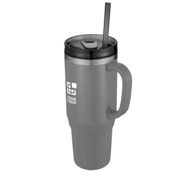 Vaso térmico con logo de acero inoxidable con pajita 1,2L