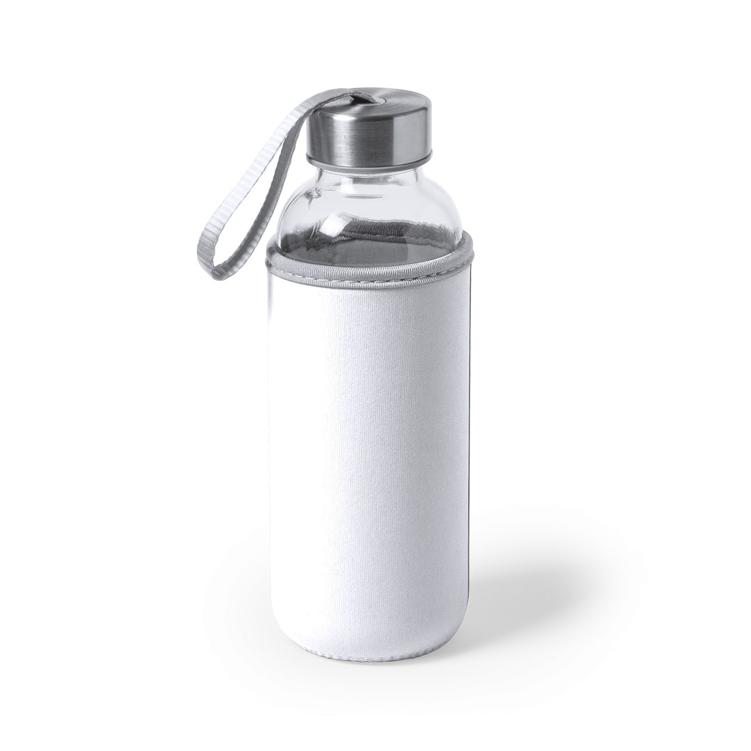 Botellas de cristal con funda personalizable color blanco