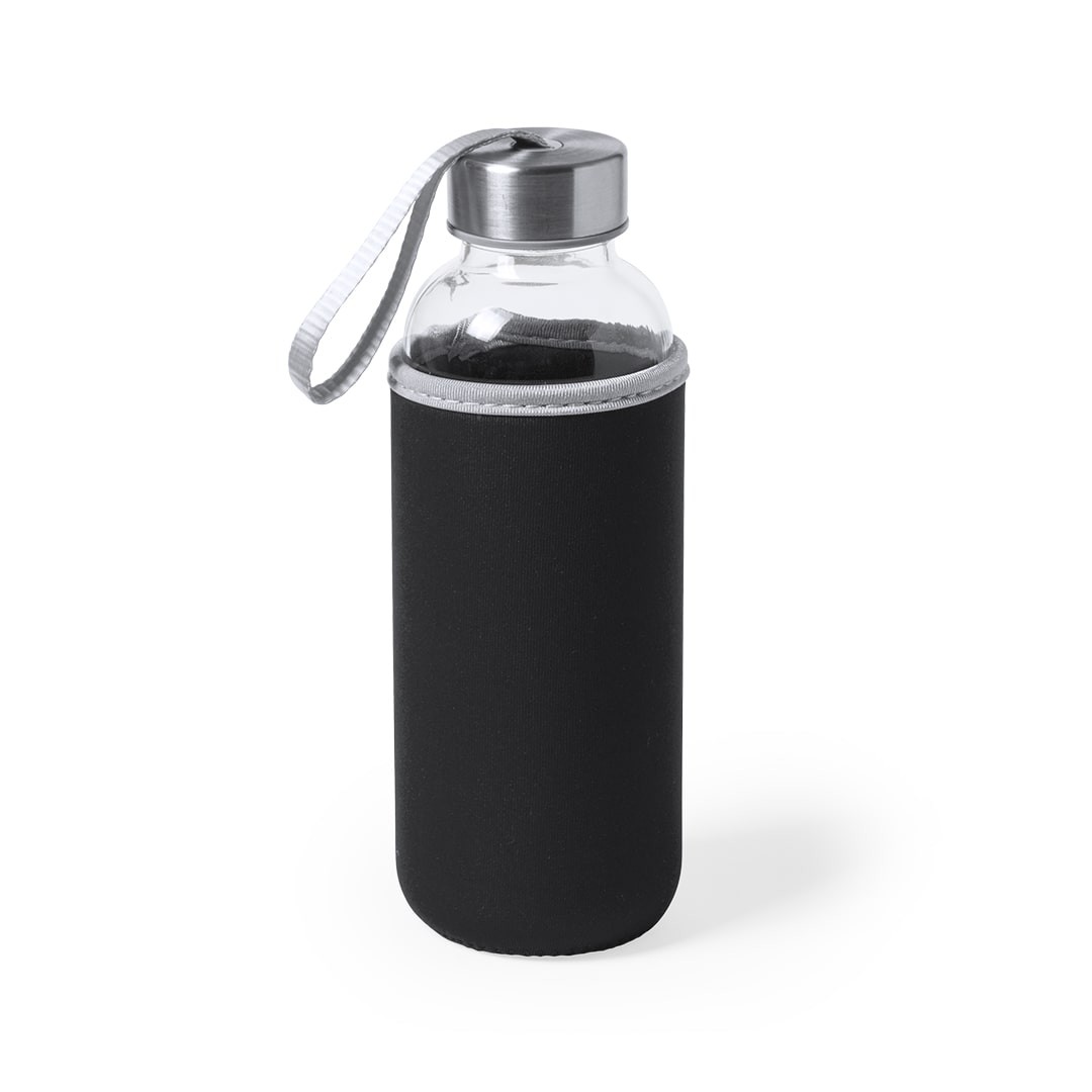 Botellas de cristal con funda personalizable color negro
