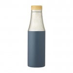 Botella de acero inoxidable para empresas color azul petróleo segunda vista frontal