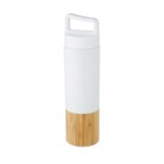Botella termo con diseño de bambú color blanco tercera vista