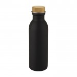 Botella de acero inoxidable con tapa color negro