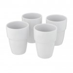 Pack de vasos de cerámica apilables color blanco tercera vista
