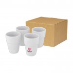 Pack de vasos de cerámica apilables color blanco vista impresión tampografía