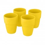 Pack de vasos de cerámica apilables color amarillo tercera vista