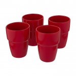 Pack de vasos de cerámica apilables color rojo tercera vista