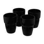 Pack de vasos de cerámica apilables color negro tercera vista