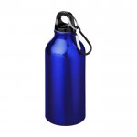 Botella de aluminio reciclado de acabado mate con mosquetón 400ml color azul