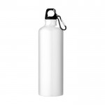 Botella de aluminio reciclado de acabado mate con mosquetón 770ml color blanco segunda vista frontal