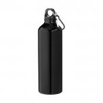 Botella de aluminio reciclado de acabado mate con mosquetón 770ml color negro