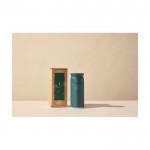 Termo de acero inoxidable y plástico reciclado 350ml Ocean Bottle color verde oscuro segunda vista con caja