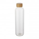 Botella de plástico reciclado transparente con tapa de bambú 1L color transparente