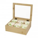 Caja para 36 bolsitas de té color madera clara