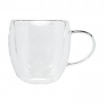 Set de dos tazas de vidrio de doble pared y 250ml Machiatto color transparente vista lateral