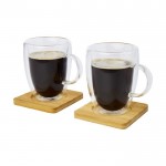 Set de tazas de doble pared con posavasos de 350ml Cappuccino color transparente segunda vista