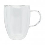 Set de tazas de doble pared con posavasos de 350ml Cappuccino color transparente vista lateral