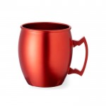 Taza corporativa de aluminio con asa geómetrica con capacidad de 540ml color rojo primera vista