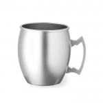 Taza corporativa de aluminio con asa geómetrica con capacidad de 540ml color plateado primera vista