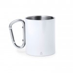 Taza doble pared de acero inoxidable con asa de mosquetón 300ml color blanco primera vista