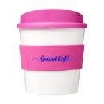 Tazas de café para llevar pequeñas con logo rosa