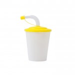 Vasos de plástico con pajita plegable color amarillo primera vista
