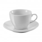 Tazas y plato de porcelana para café color blanco segunda vista