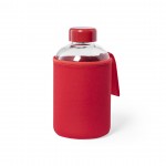 Botella de cristal con funda de soft shell color rojo primera vista